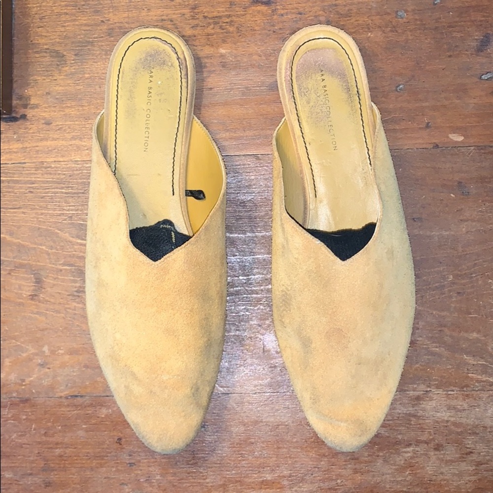 Mustard yellow suede shoes